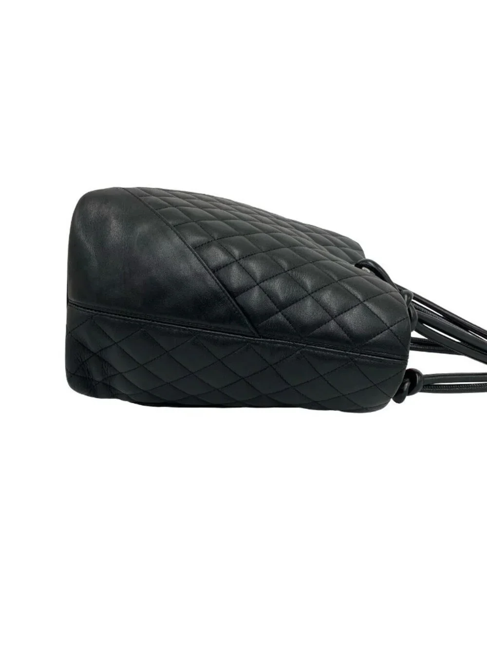 Chanel With Card Cambon Line CC Logo Leather Tote Black